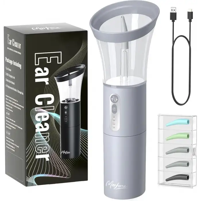 Morfone Elektrikli Etkili ve Güvenli Kulak Temizleme Kiti - Gri