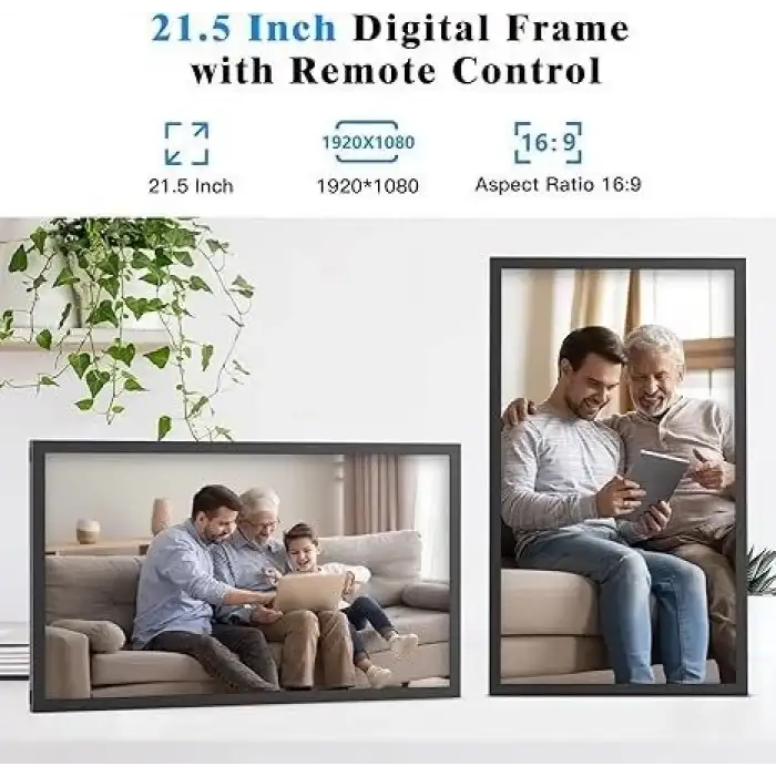 Nethgrow Büyük Dijital Resim Çerçevesi 21.5 Inc 2.4 5G WiFi 1080p - Siyah Wifi