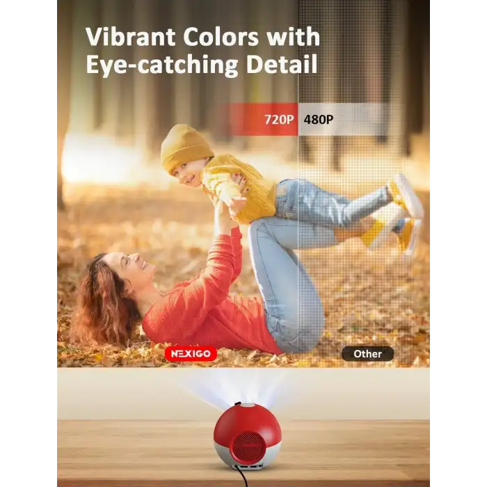 NexiGo Mini Taşınabilir Projektör, Çizgi Film için, Çocuklara Hediye