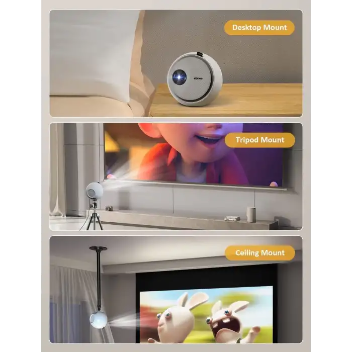 NexiGo Mini Taşınabilir Projektör, Çizgi Film için, Çocuklara Hediye Beyaz