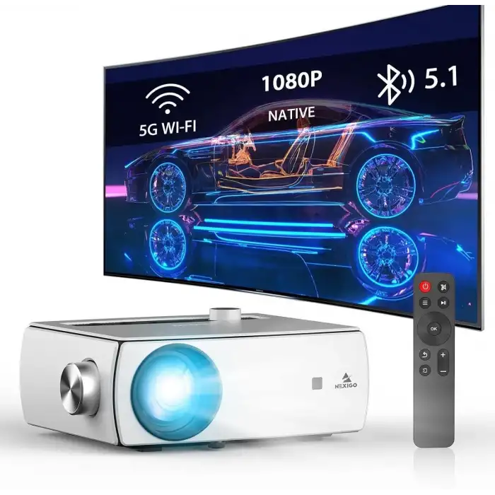 NexiGo PJ10 - 300 ANSI, 1080P WiFi Bluetooth Film Projektör
