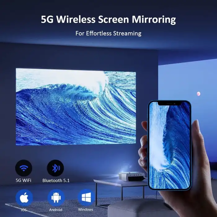 NexiGo PJ10 - 300 ANSI, 1080P WiFi Bluetooth Film Projektör