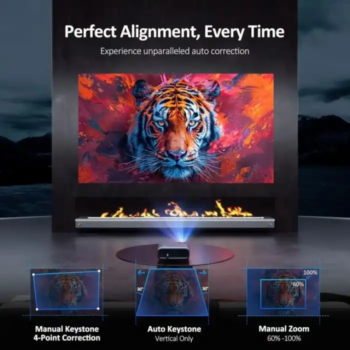 NexiGo PJ40 (3. Nesil), Yerel 1080P, 4K Destekli Projektör