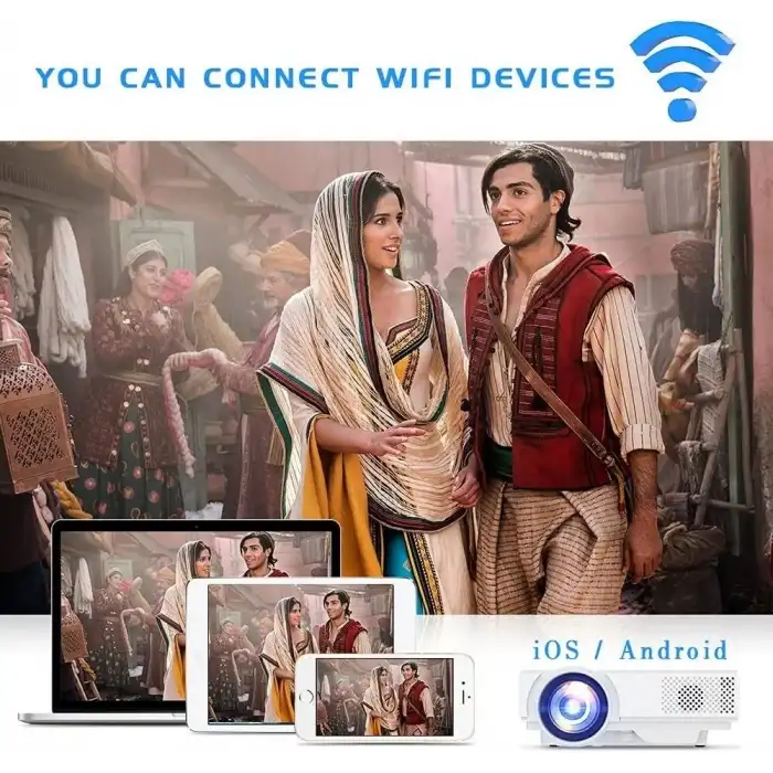 Nisoo WiFi ve Bluetooth Özellikli - Mini Film Projektörü, Ev Eğlencesi İçin 1080P Destekler