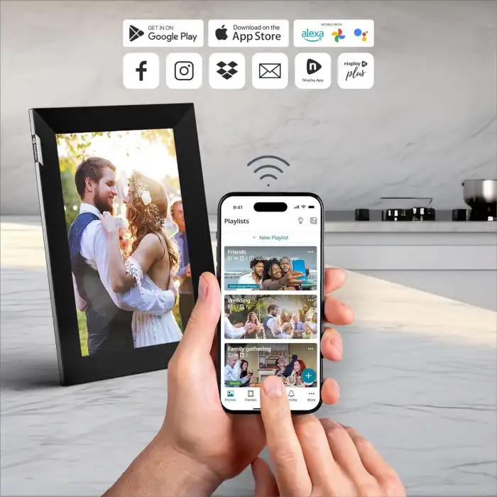 Nixplay 10.1 Inc WiFi Özellikli Dijital Dokunmatik Ekran Resim Çerçevesi - Siyah