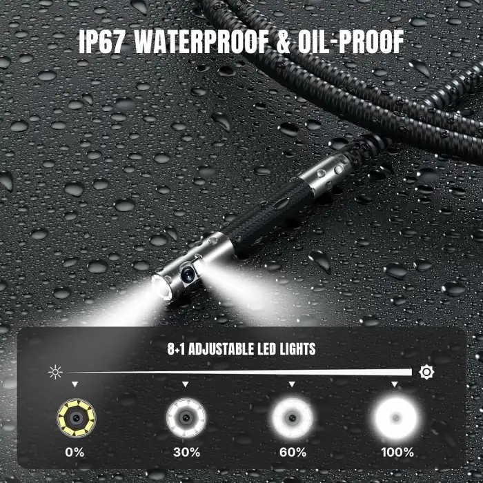 Oiiwak 180 Derece İki Yönlü Eklemli Çift Lensli 8.5mm Endoskop Kamera, 5 Inc IPS