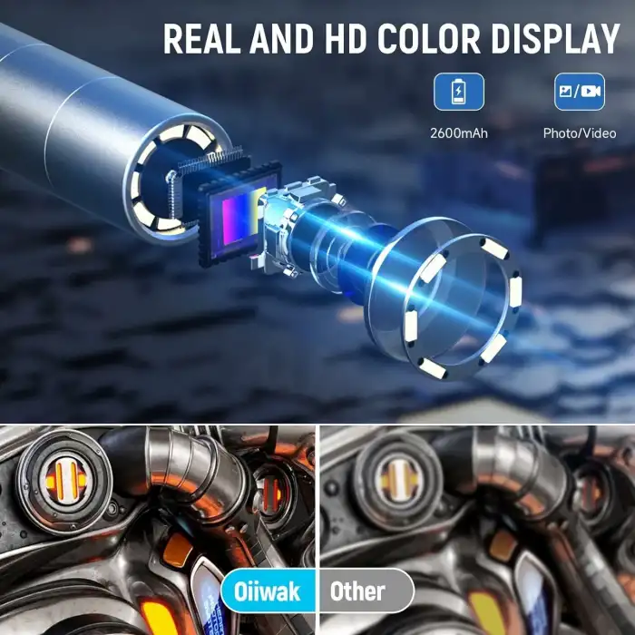 Oiiwak 360 Derece 4 Yollu Eklemli 6mm Araba Endoskop Muayene Kamerası, 1m