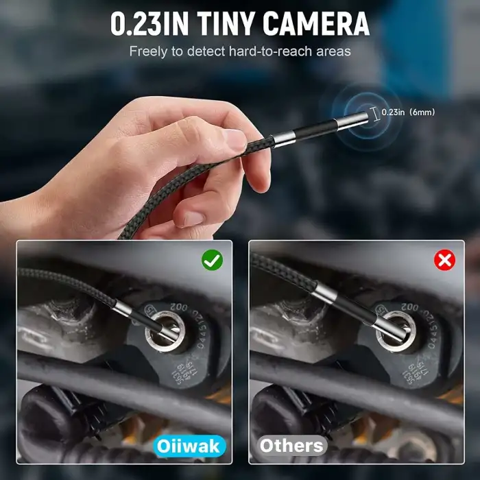 Oiiwak 360 Derece 4 Yollu Eklemli 6mm Araba Endoskop Muayene Kamerası, 1m