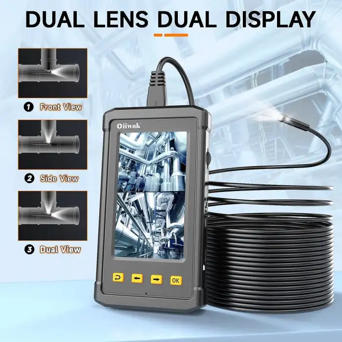 Oiiwak Çift Lensli Endoskop Kanalizasyon Muayene Kamerası - 15m Kablo