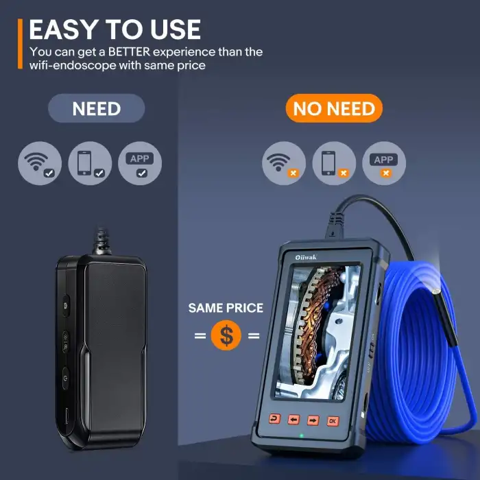 Oiiwak HD Dijital Endüstriyel Endoskop Kamera 5.5mm - 3.5m Kablo