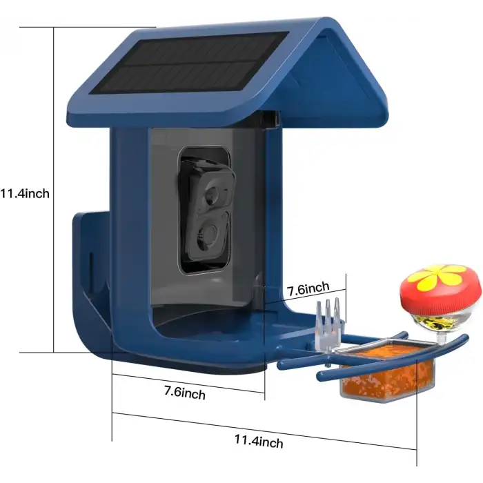 Onlyfly Güneş Enerjili Kameralı Kuş Yemliği: 2K Canlı Yayın Kamerası - Mavi