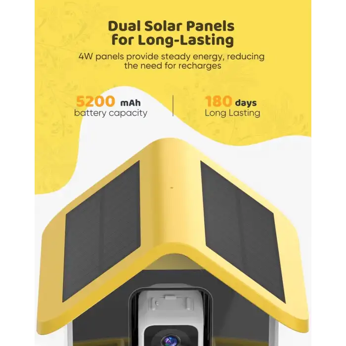 Onlyfly Güneş Enerjili Kameralı Kuş Yemliği: 2K Canlı Yayın Kamerası - Sarı/Beyaz