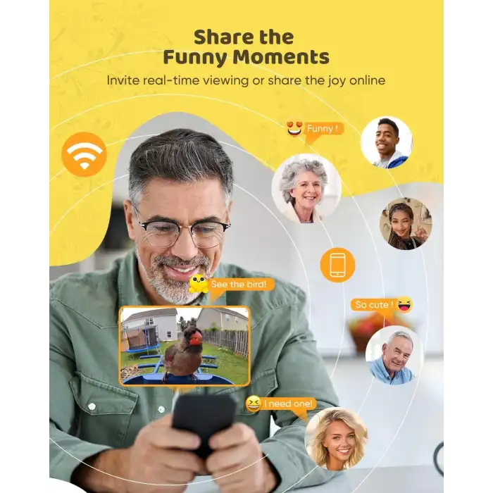 Onlyfly Güneş Enerjili Kameralı Kuş Yemliği: 2K Canlı Yayın Kamerası - Sarı/Beyaz