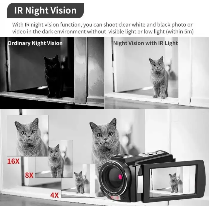 ORDRO 4K IR Gece Görüşü 1080P 60FPS Dijital WiFi Video Kamera Kaydedici