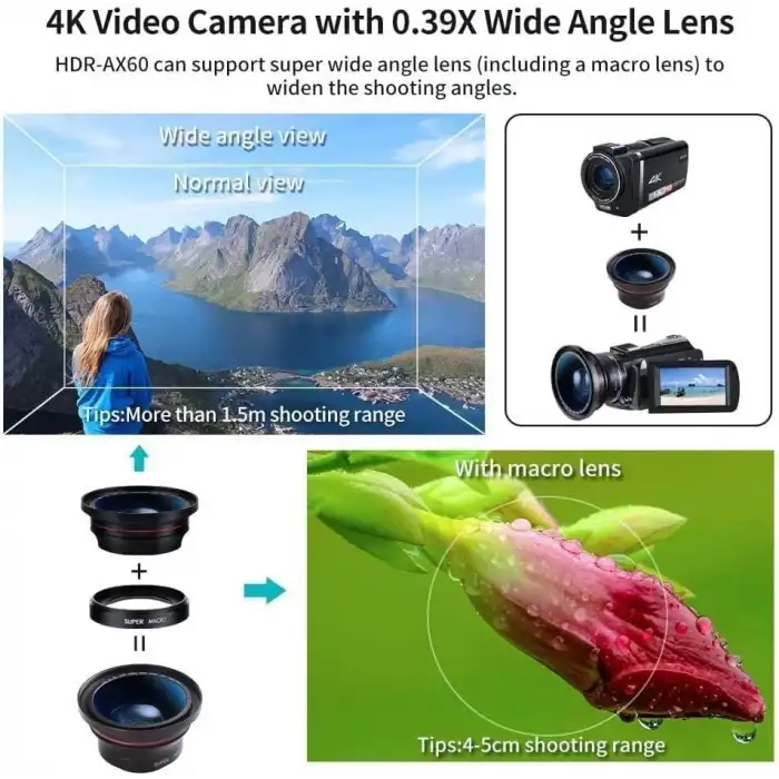 ORDRO AX65 WiFi UHD Video Kamera 3.5 Inc IPS Dokunmatik Ekran