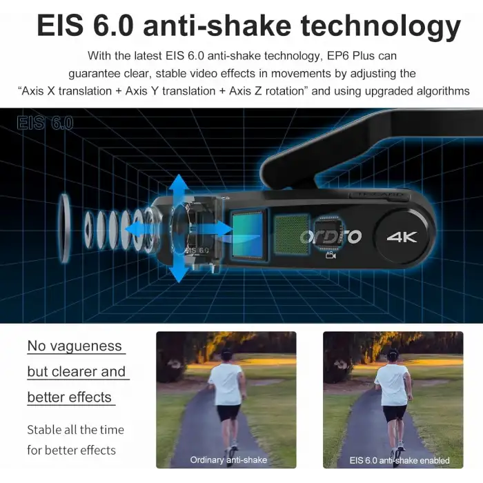 ORDRO EP6 Plus 4K Video Kamera Giyilebilir Vlog Kamera
