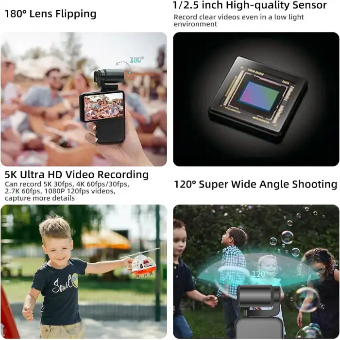 ORDRO Kamera 5K 56MP Video Kamera WiFi IR Gece Görüşlü Vlogging Kamera