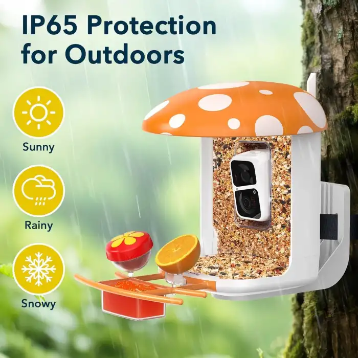 Peckcam Akıllı Kuş Yemliği, Kamera, 2K Canlı Gerçek Zamanlı Uyarı - Turuncu