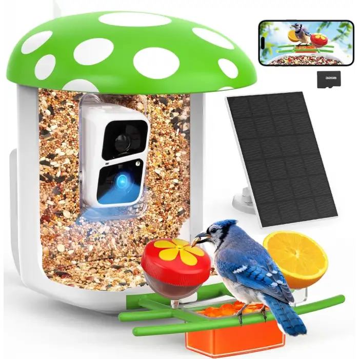 Peckcam Akıllı Kuş Yemliği, Kamera, 2K Canlı Gerçek Zamanlı Uyarı - Yeşil