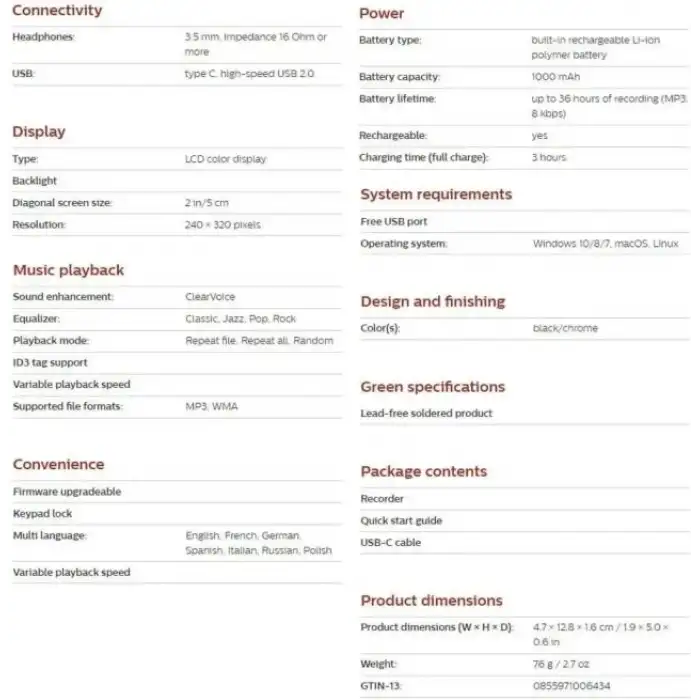 PHILIPS DVT2110 Ses Tracer Dijital