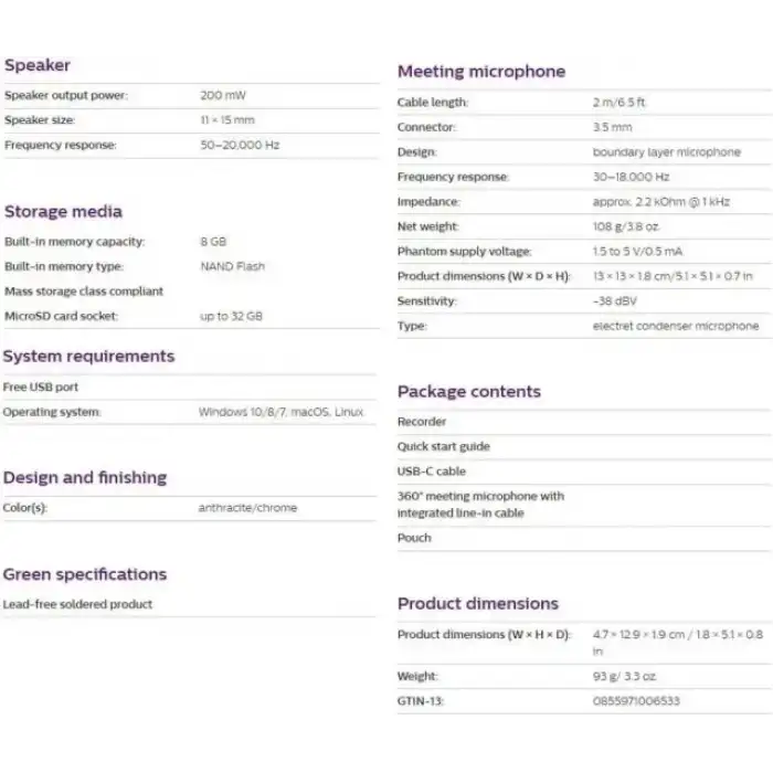 PHILIPS DVT8110 Ses Tracer Dijital