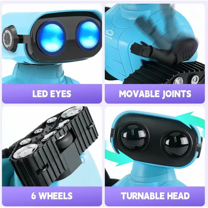 Playsheek Uzaktan Kumandalı Robot Oyuncak Şarj Edilebilir Emo Robot - Mavi