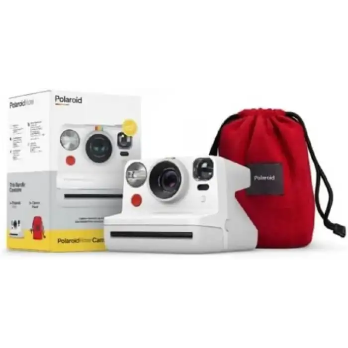 Polaroid Now Paketi - Beyaz Kamera ve Kırmızı Seyahat Çantası