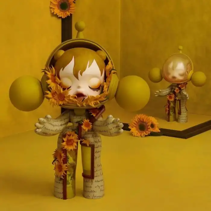POP MART MEGA SKULLPANDA %400 Van Gogh Müzesi Ayçiçekleri Figürü