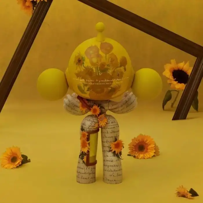 POP MART MEGA SKULLPANDA %400 Van Gogh Müzesi Ayçiçekleri Figürü