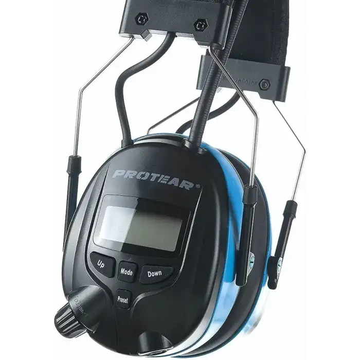 PROTEAR Bluetooth AM FM Radyo Kulaklıklar, 25dB Kulak Koruma - Açık Mavi