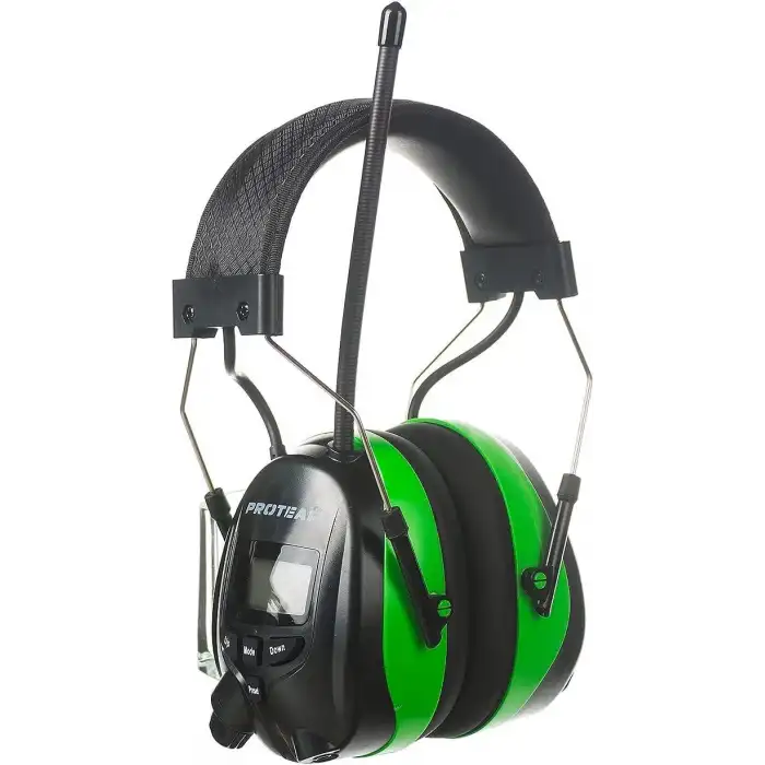 PROTEAR Bluetooth AM FM Radyo Kulaklıklar, 25dB Kulak Koruma - Yeşil