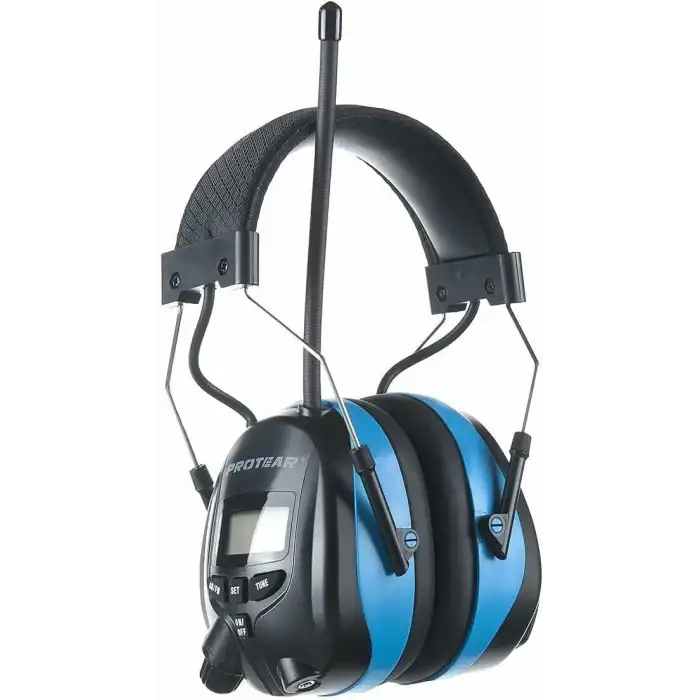 PROTEAR Dijital AM FM Radyo Kulaklıklar, 25dB Kulak Koruma - Açık Mavi