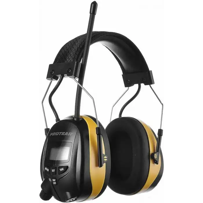 PROTEAR Dijital AM FM Radyo Kulaklıklar, 25dB Kulak Koruma - Sarı
