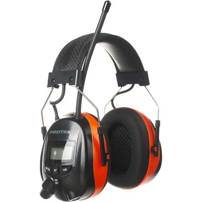 PROTEAR Dijital AM FM Radyo Kulaklıklar, 25dB Kulak Koruma - Turuncu