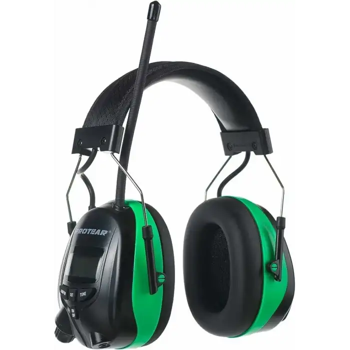 PROTEAR Dijital AM FM Radyo Kulaklıklar, 25dB Kulak Koruma - Yeşil