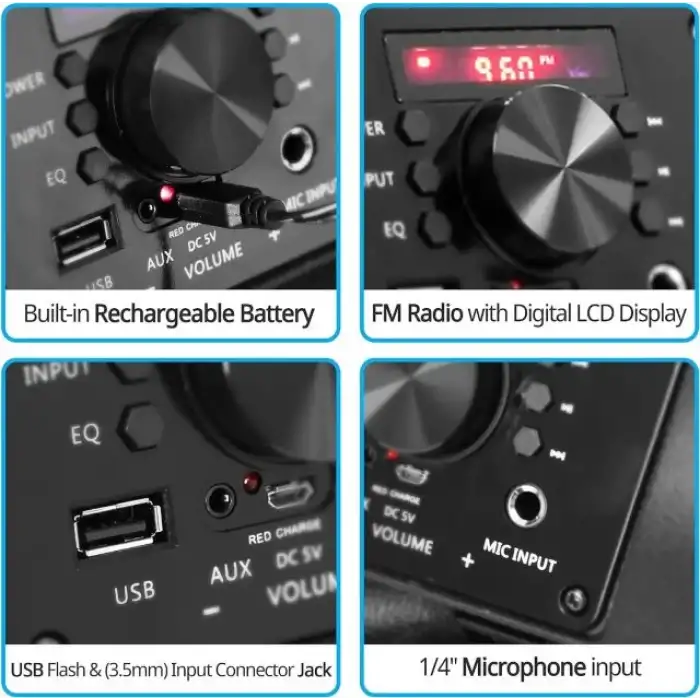 Pyle 400W Taşınabilir Bluetooth PA Hoparlör -Subwoofer Sistemi PPHP844B