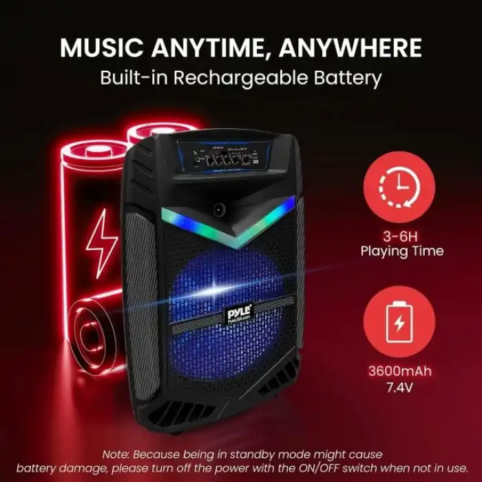 Pyle Taşınabilir Bluetooth PA Hoparlör Sistemi - 600W
