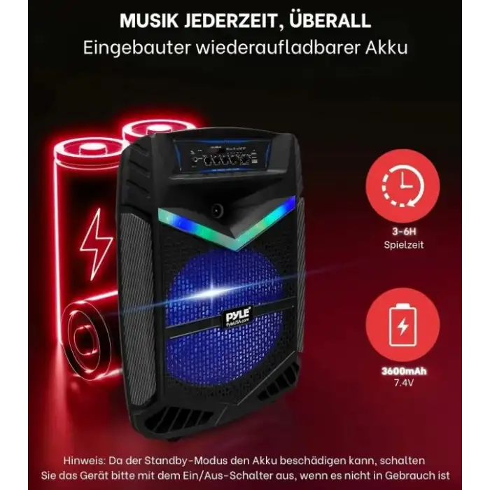 Pyle Taşınabilir Bluetooth PA Hoparlör Sistemi - 600W
