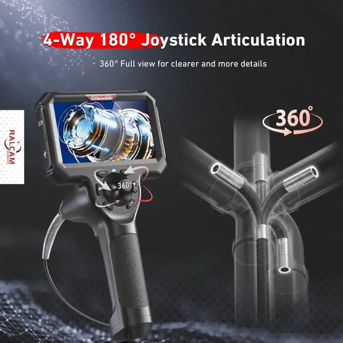 Ralcam Joystick 4 Yönlü 360° Işıklı Eklemli Boroskop Kamerası 6.2mm - 1.5m Kablo