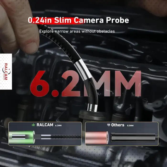 Ralcam Joystick 4 Yönlü 360° Işıklı Eklemli Boroskop Kamerası 6.2mm - 1.5m Kablo