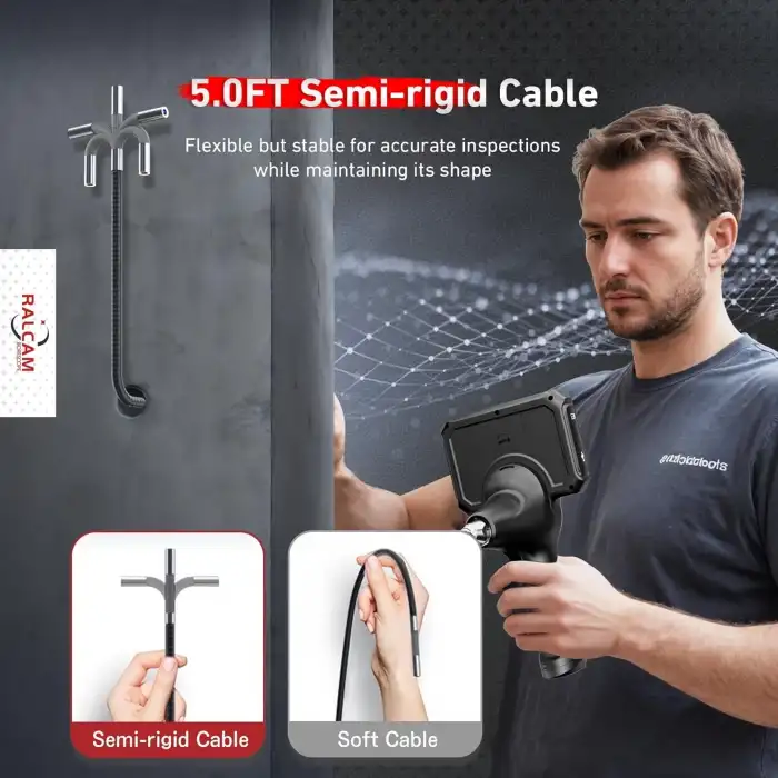 Ralcam Joystick 4 Yönlü 360° Işıklı Eklemli Boroskop Kamerası 6.2mm - 1.5m Kablo