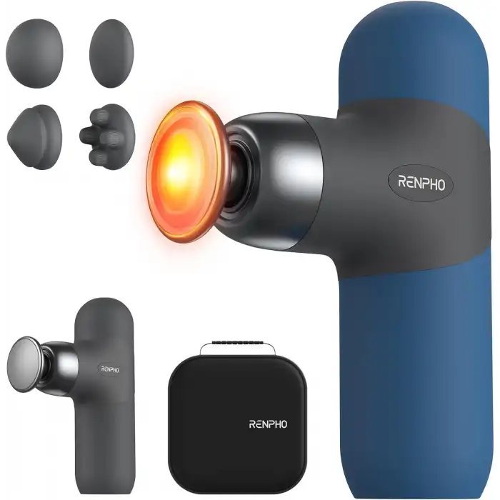 RENPHO Mini Isıtmalı Termal Masaj Cihazı, Derin Doku Perküsyon - Lacivert