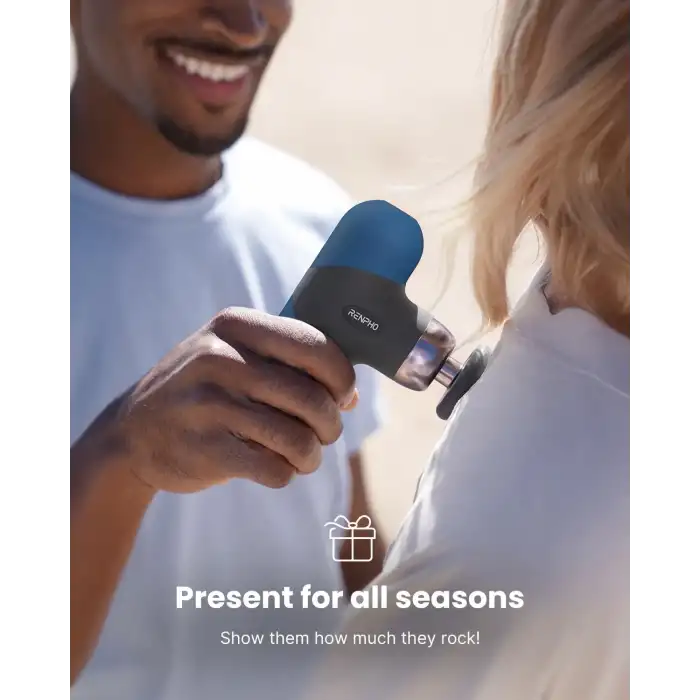 RENPHO Mini Isıtmalı Termal Masaj Cihazı, Derin Doku Perküsyon - Lacivert