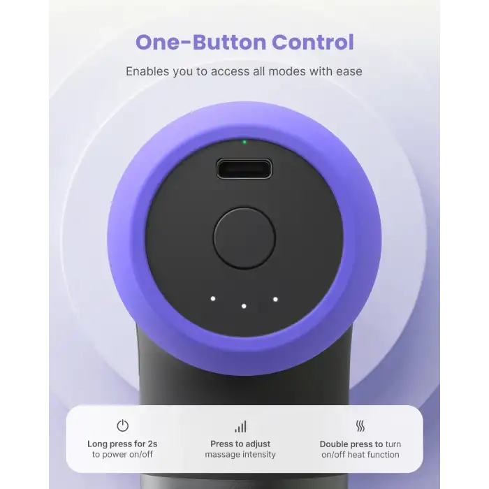 RENPHO Mini Isıtmalı Termal Masaj Cihazı, Derin Doku Perküsyon - Mor