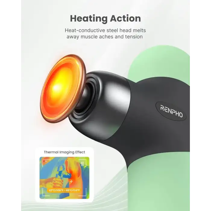 RENPHO Mini Isıtmalı Termal Masaj Cihazı, Derin Doku Perküsyon - Nane Aroma