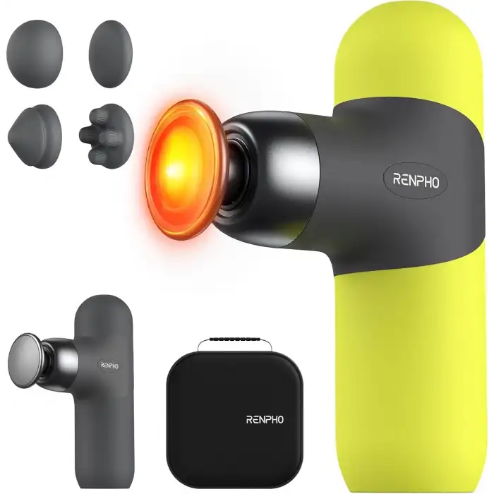RENPHO Mini Isıtmalı Termal Masaj Cihazı, Derin Doku Perküsyon - Neon Yeşili