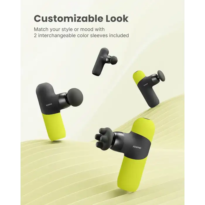 RENPHO Mini Isıtmalı Termal Masaj Cihazı, Derin Doku Perküsyon - Neon Yeşili