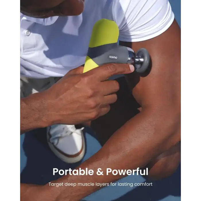 RENPHO Mini Isıtmalı Termal Masaj Cihazı, Derin Doku Perküsyon - Neon Yeşili