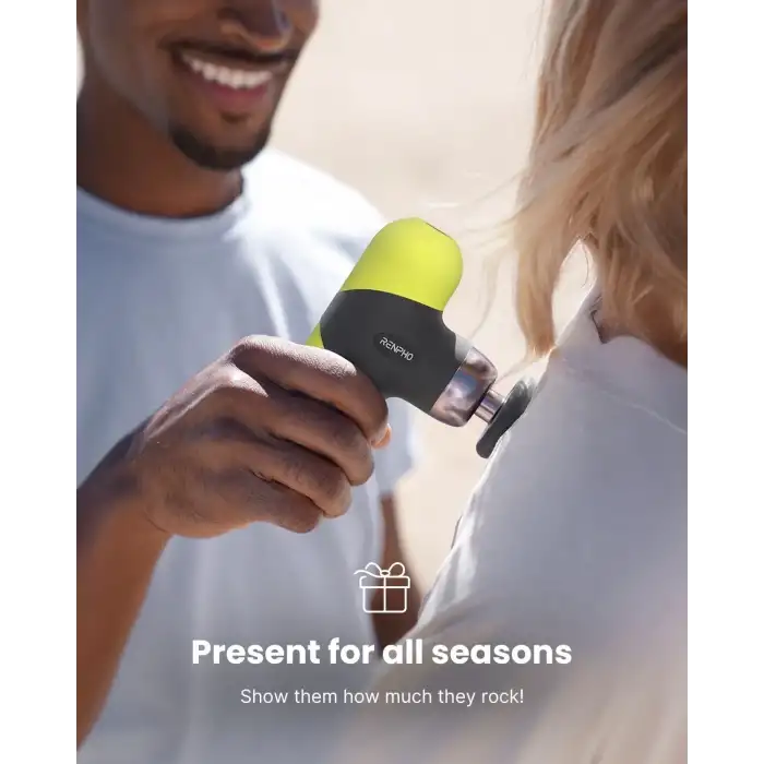 RENPHO Mini Isıtmalı Termal Masaj Cihazı, Derin Doku Perküsyon - Neon Yeşili