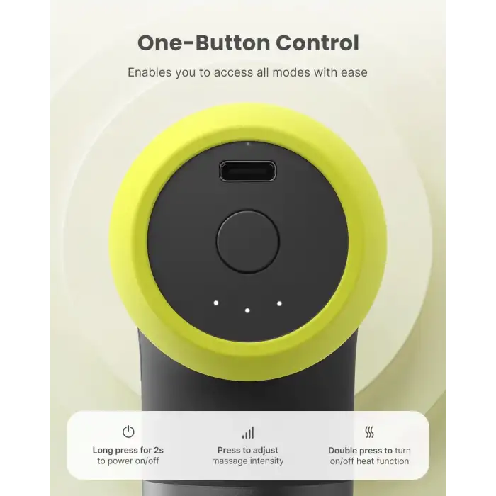 RENPHO Mini Isıtmalı Termal Masaj Cihazı, Derin Doku Perküsyon - Neon Yeşili